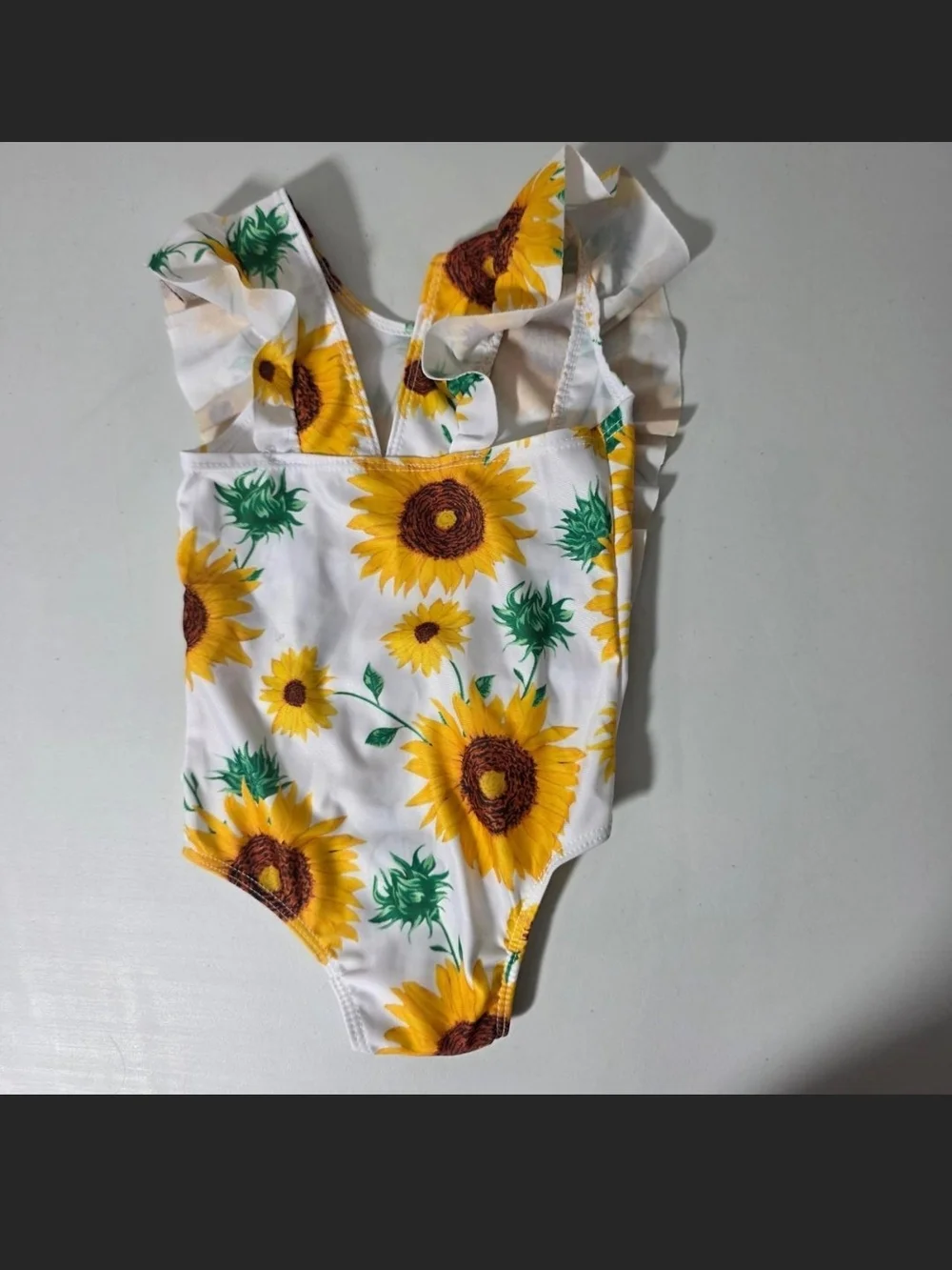 Sunflower Ruffle One-Piece Swimsuit - Yellow & White